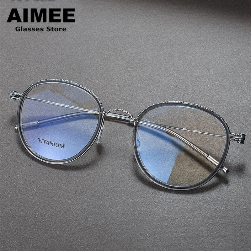 Aimee Unisex Full Rim Oval Titanium Acetate Eyeglasses 4622