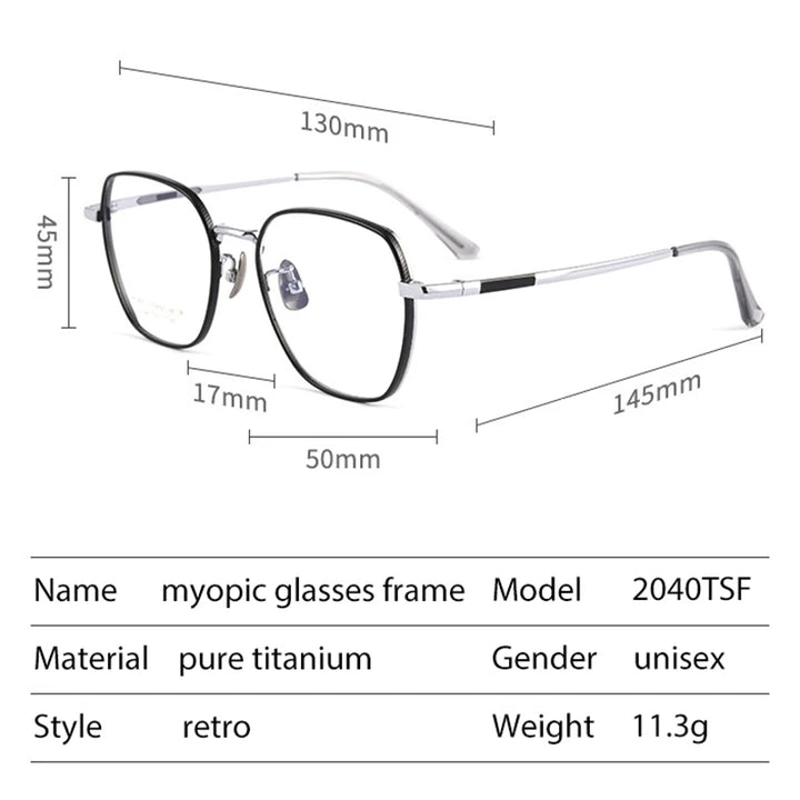 Handoer Women's Full Rim Polygon Square Titanium Eyeglasses 2040 Full Rim Handoer   