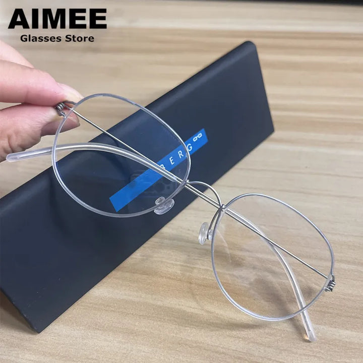 Aimee Women's Full Rim Oval Round Screwless Titanium Eyeglasses 43138