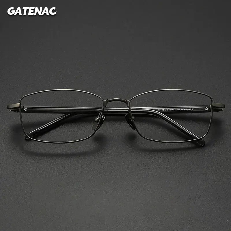 Gatenac Unisex Full Rim Big Polygon Square Titanium Eyeglasses 762648 FuzWeb