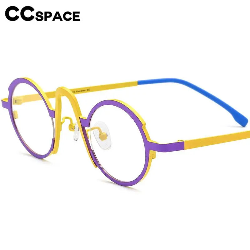 CCSpace Unisex Full Rim Round Titanium Eyeglasses 56882 Full Rim CCspace   