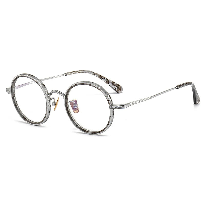 Hewei Unisex Full Rim Round Titanium Acetate Eyeglasses 3071 Full Rim Hewei C2  