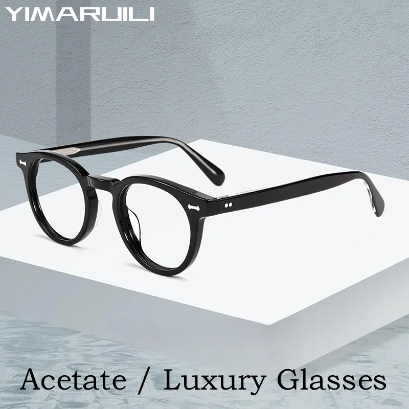 Yimaruili Unisex Full Rim Round Acetate Eyeglasses Kbt9861 Full Rim Yimaruili Eyeglasses   