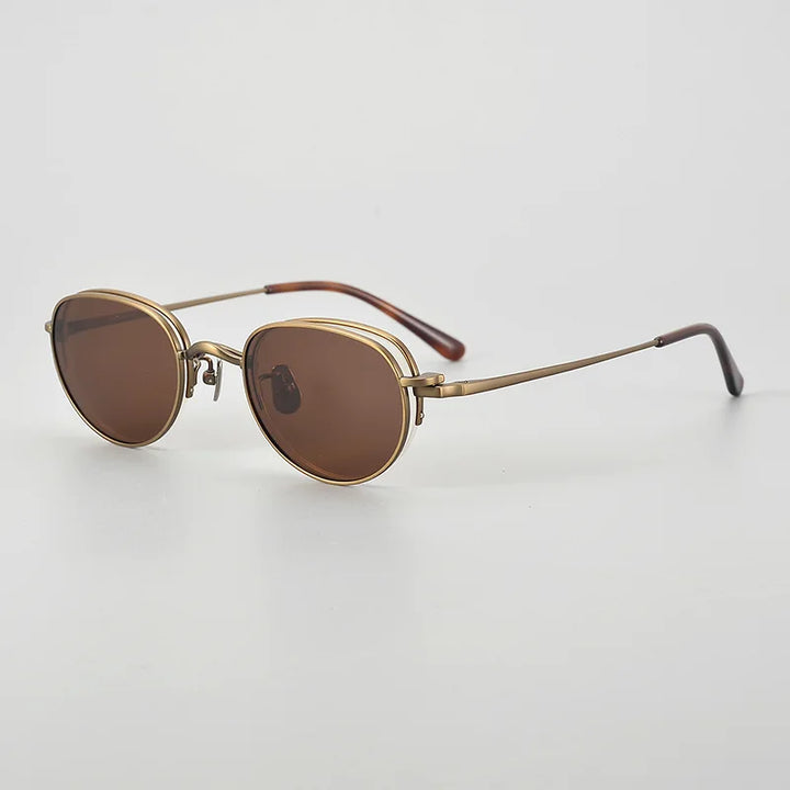Muzz Women's Semi Rim Oval Titanium Eyeglasses Clip On Sunglasses 54947