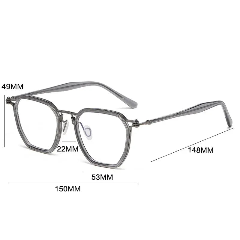 Gatenac Men's Full Rim Big Polygon Titanium Acetate Eyeglasses 725867 FuzWeb