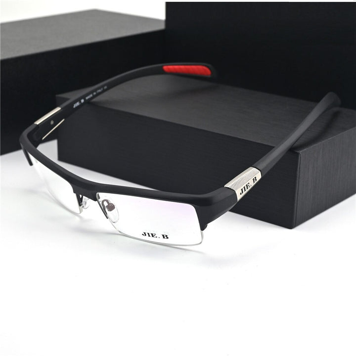 Cubojue Unisex Semi Rim Rectangle Tr 90 Titanium Myopic Sport Reading Glasses 9808m Reading Glasses Cubojue   