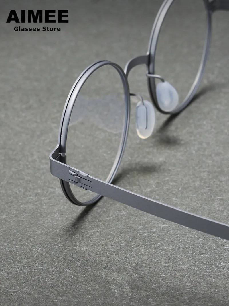 Aimee Unisex Full Rim Round Screwless Titanium Eyeglasses 10723 Full Rim Aimee   