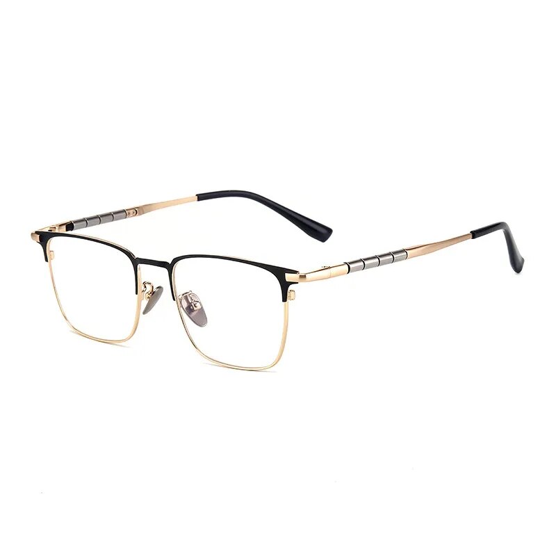 Hdcrafter Unisex Full Rim Square Titanium Eyeglasses 9009t Full Rim Hdcrafter Eyeglasses Gold  