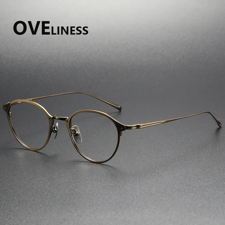 Oveliness Men's Full Rim Round Titanium Eyeglasses 642040
