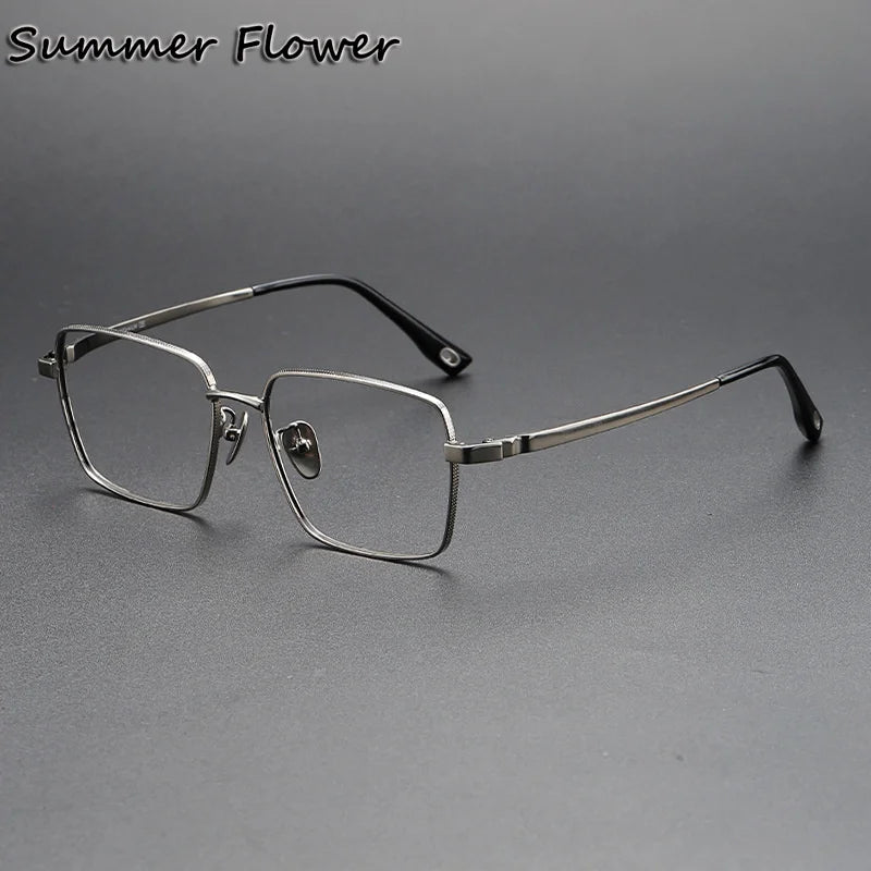 Summer Flower Men's Full Rim Polygon Square Titanium Eyeglasses 80927