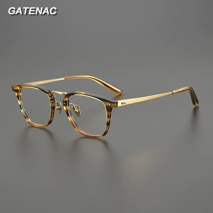 Gatenac Unisex Full Rim Square Acetate Titanium Eyeglasses G9072
