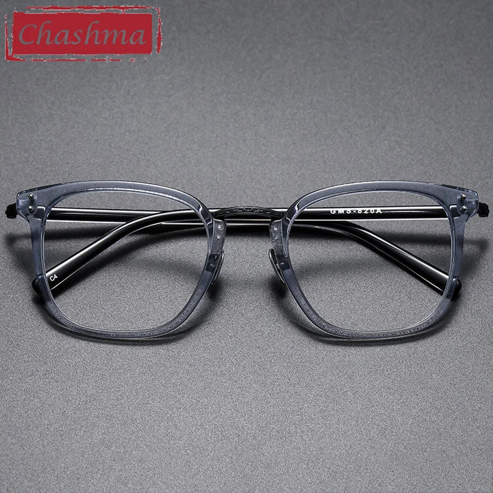 Chashma Ochki Unisex Full Rim Square Acetate Titanium Eyeglasses 82044