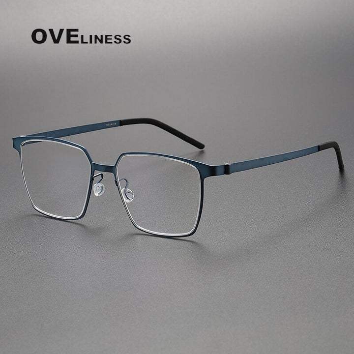 Oveliness Unisex Full Rim Square Titanium Eyeglasses 9637 Full Rim Oveliness blue  