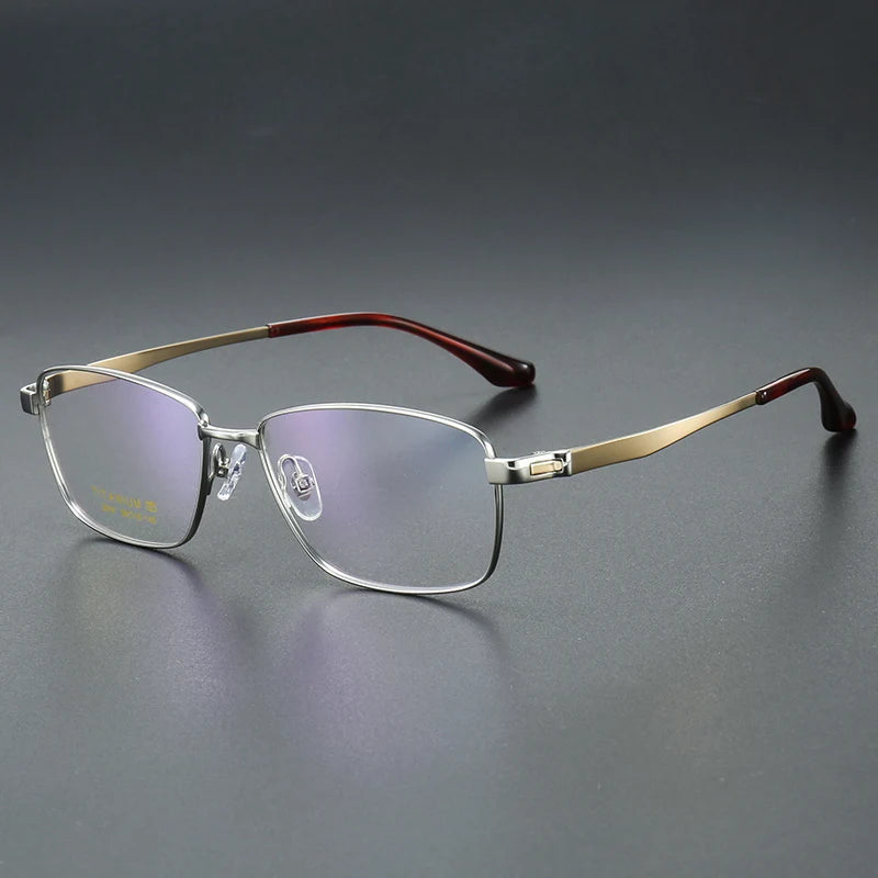 Muzz Men's Semi Rim Big Polygon Square Titanium Eyeglasses 82918