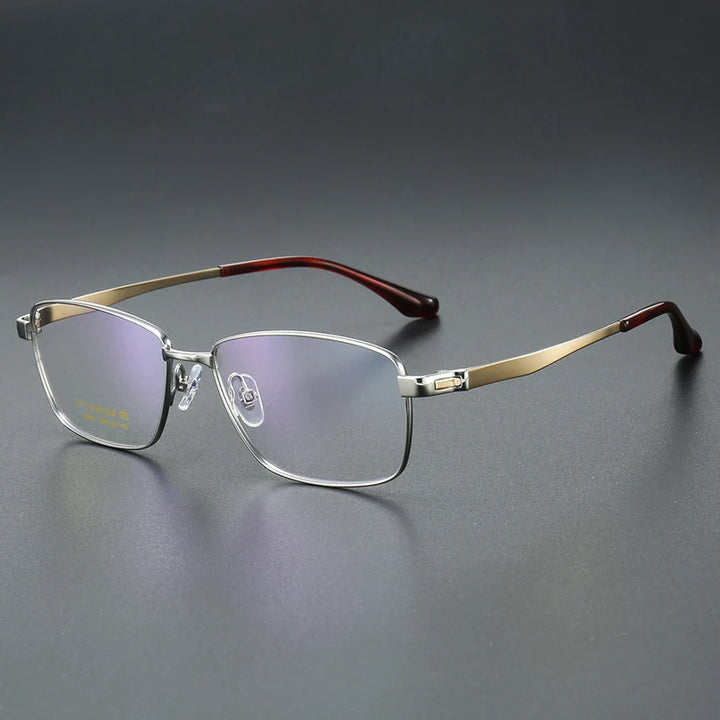 Muzz Men's Semi Rim Big Polygon Square Titanium Eyeglasses 82918