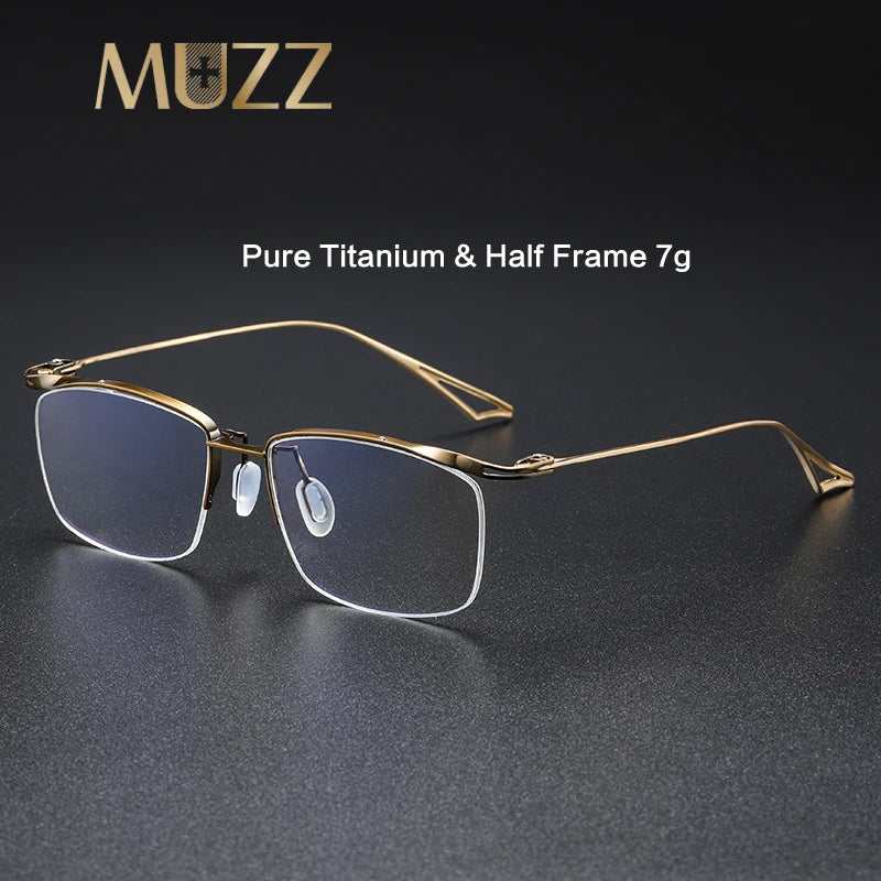 Muzz Four men's semi rim pure titanium prescription eyeglasses
