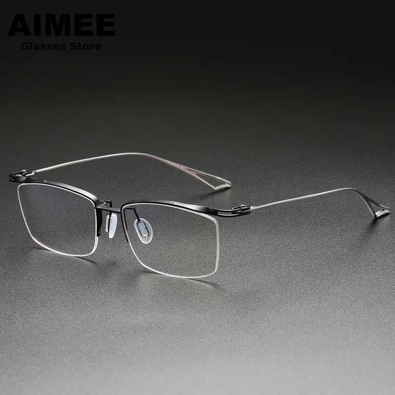 Aimee Unisex Semi Rim Square Titanium Eyeglasses 1756 Semi Rim Aimee   