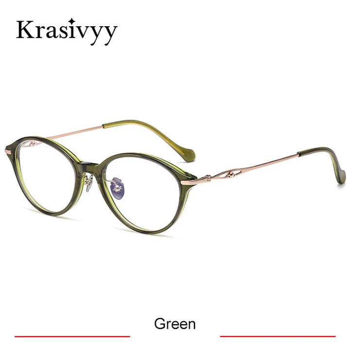 Krasivyy Unisex Full Rim Oval Round Titanium Acetate Eyeglasses 316890