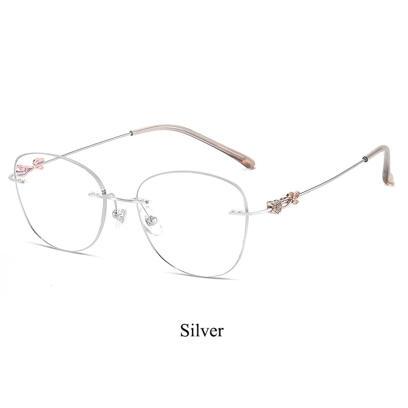 Bclear Women's Rimless Oval Square Titanium Eyeglasses 46086