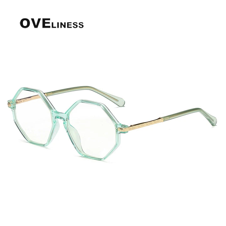 Oveliness Unisex Youth's Full Rim Polygon Tr 90 Alloy Eyeglasses 20202 Full Rim Oveliness green  