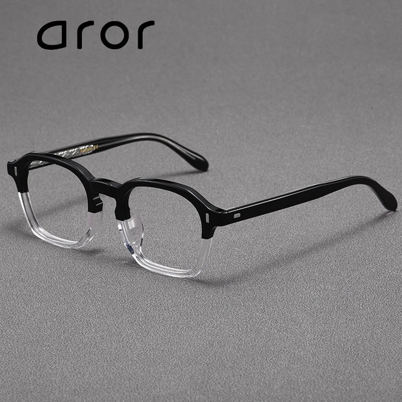Aror Unisex Full Rim Polygon Square Acetate Eyeglasses 49531 Full Rim Aror