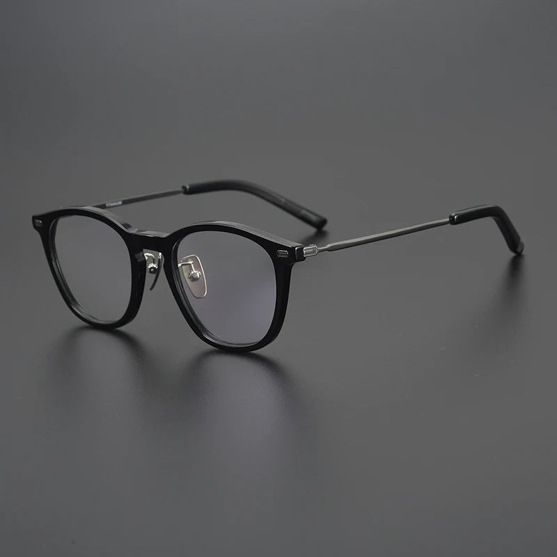 Black Mask Unisex Full Rim Irregular Square Titanium Acetate Eyeglasses M86 Full Rim Black Mask Black  