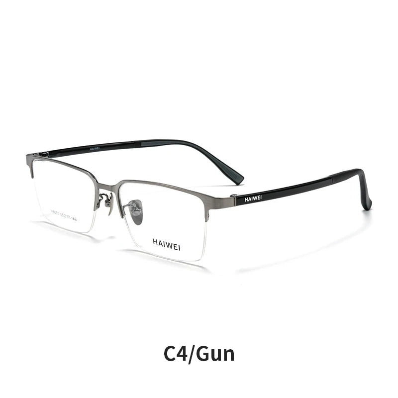 KatKani Unisex Semi Rim Square Ultem Alloy Eyeglasses 496001 Semi Rim KatKani Eyeglasses Gun CHINA