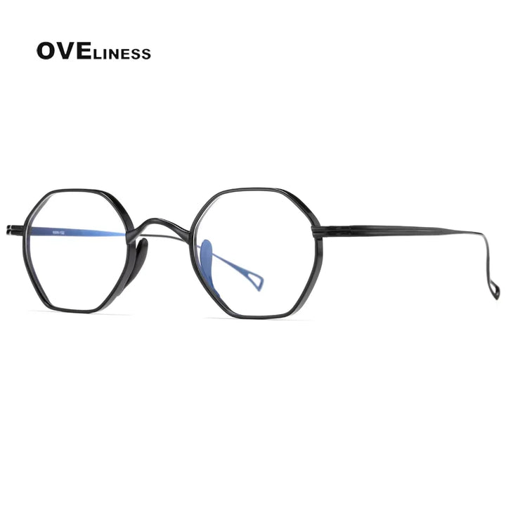 Oveliness Unisex Full Rim Polygon Titanium Eyeglasses 74152 Full Rim Oveliness Black