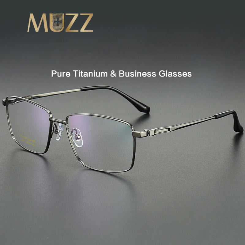 Muzz Men's Full Rim Big Polygon Square Titanium Eyeglasses 82916