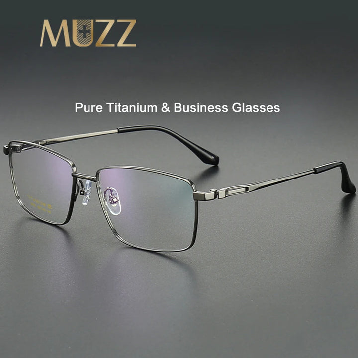 Muzz Men's Full Rim Big Polygon Square Titanium Eyeglasses 82916