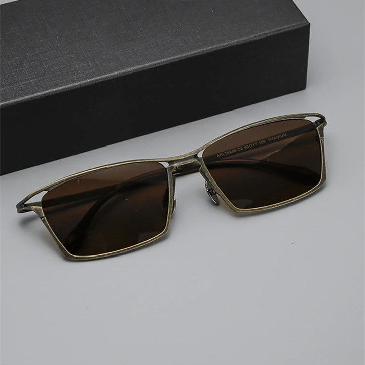 Black Mask Men's Full Rim Big Square Titanium Sunglasses 366885