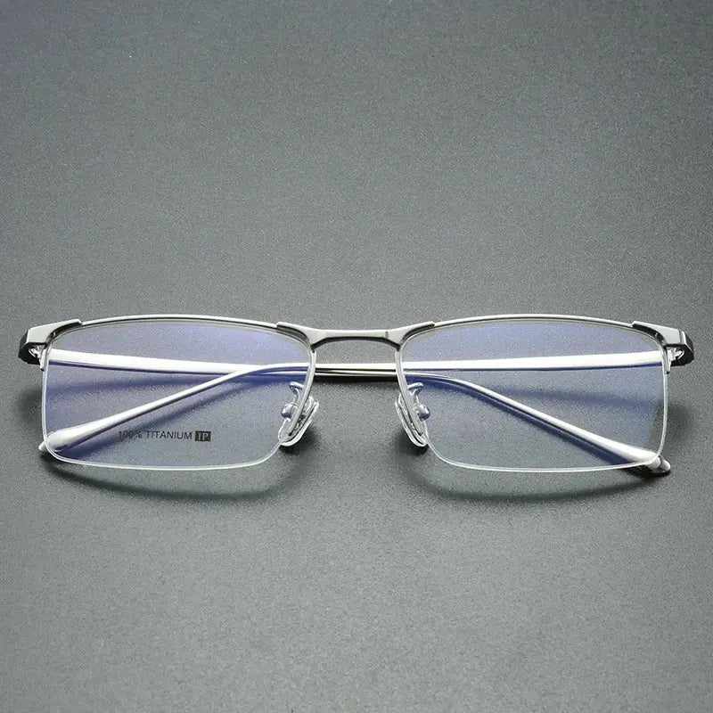 Aror Unisex Semi Rim Square Brow Line Titanium Eyeglasses 698803.