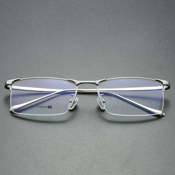 Aror Unisex Semi Rim Square Titanium Eyeglasses 88034