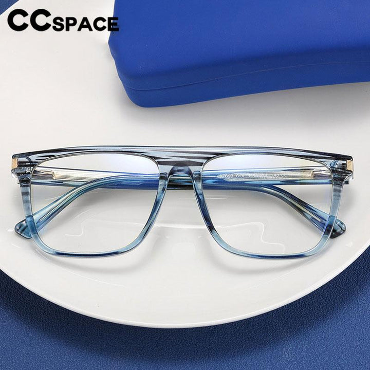 CCSpace Men's Full Rim Flat Top Square Tr 90 Titanium Eyeglasses 56640 Full Rim CCspace   