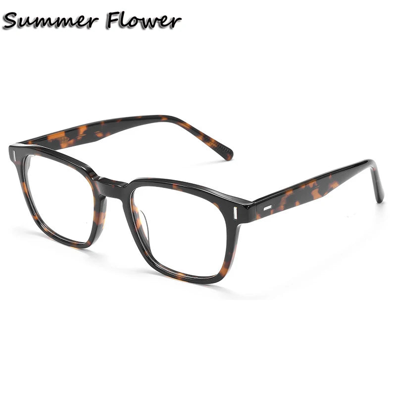 Summer Flower Men's Full Rim Square Brow Line Acetate Eyeglasses 691006