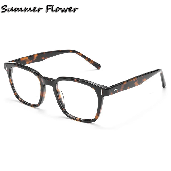 Summer Flower Men's Full Rim Square Brow Line Acetate Eyeglasses 691006