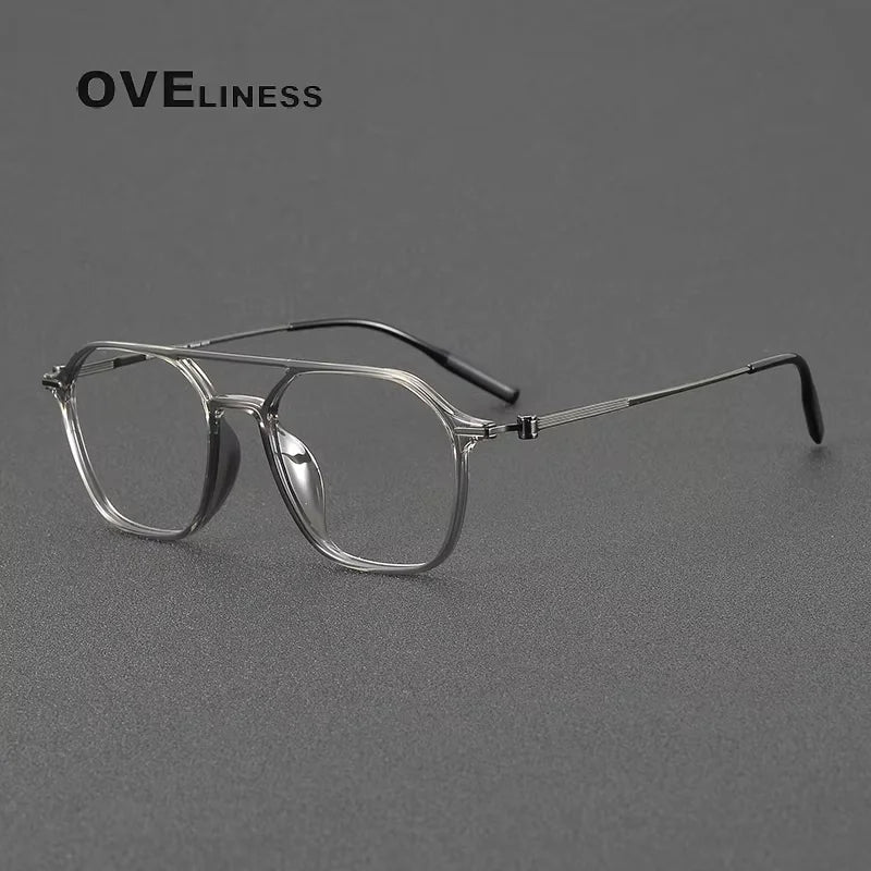 Oveliness Women's Full Rim Square Double Bridge Titanium Eyeglasses 398671