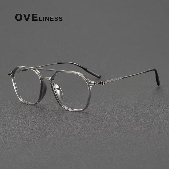Oveliness Women's Full Rim Square Double Bridge Titanium Eyeglasses 398671