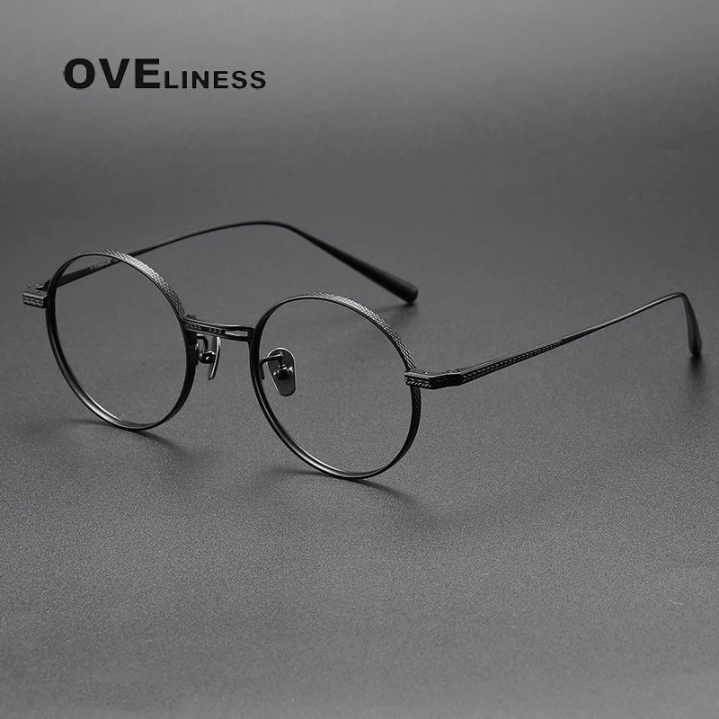 Oveliness Unisex Full Rim Round Oval Titanium Eyeglasses 19026 Full Rim Oveliness black  