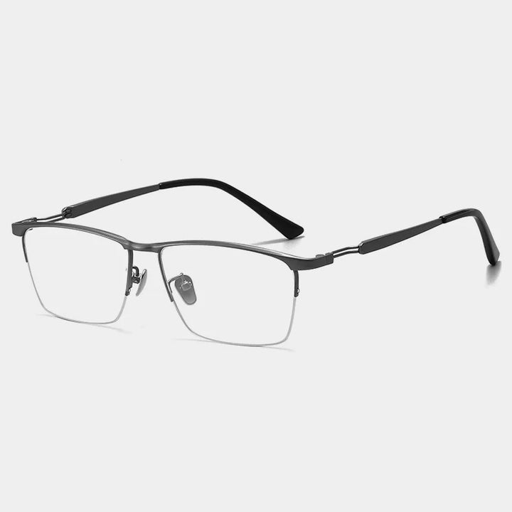 Black Mask Unisex Semi Rim Square Titanium Eyeglasses T5951 Full Rim Black Mask Gun Gray  