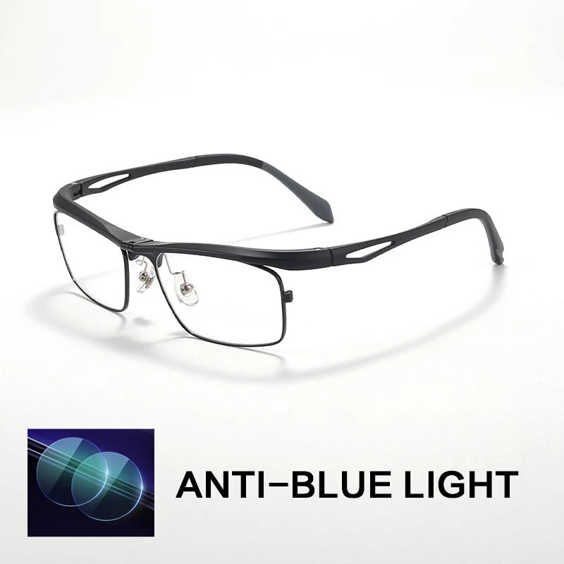 Gatenac Unisex Full Rim Flip Up Square Photochromic Alloy Reading Glasses 679001