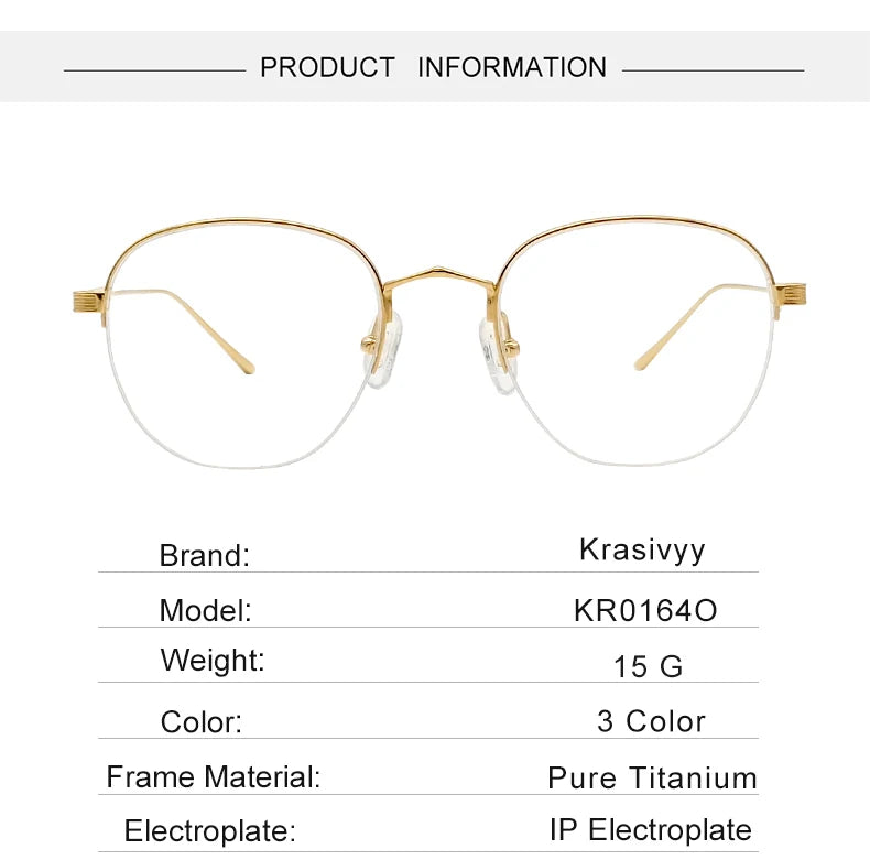 Krasivyy Men's Semi Rim Oval Titanium Eyeglasses 1640 Semi Rim Krasivyy   