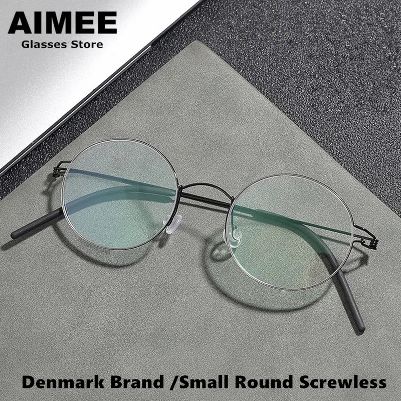 Aimee Women's Full Rim Round Screwless Titanium Eyeglasses 13120 Full Rim Aimee   