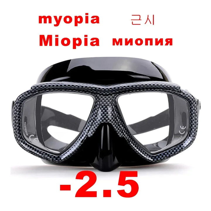 Aleefa Unisex Goggle Pc Tempered Glass Lens Silicone Myopic Swim Mask 64203