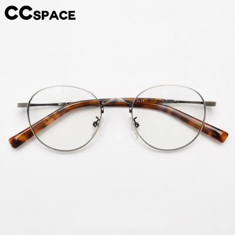 CCspace Unisex Full Rim Round Alloy Eyeglasses 56836 Full Rim CCspace   
