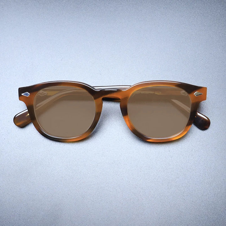 Gatenac Unisex Full Rim Square Polarized Acetate Sunglasses Mo14 Sunglasses Gatenac Flax Brown  