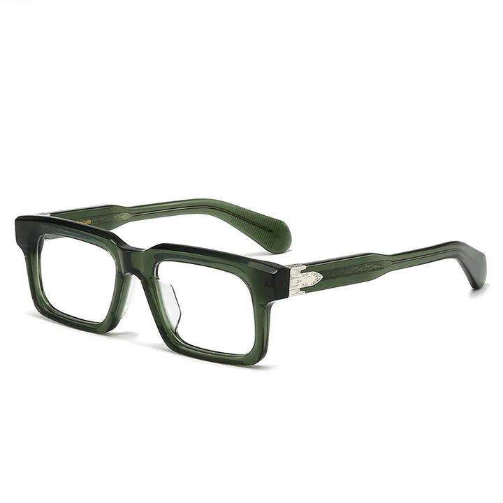 Black Mask Unisex Full Rim Square Thick Acetate Eyeglasses 30212 Full Rim Black Mask Green  