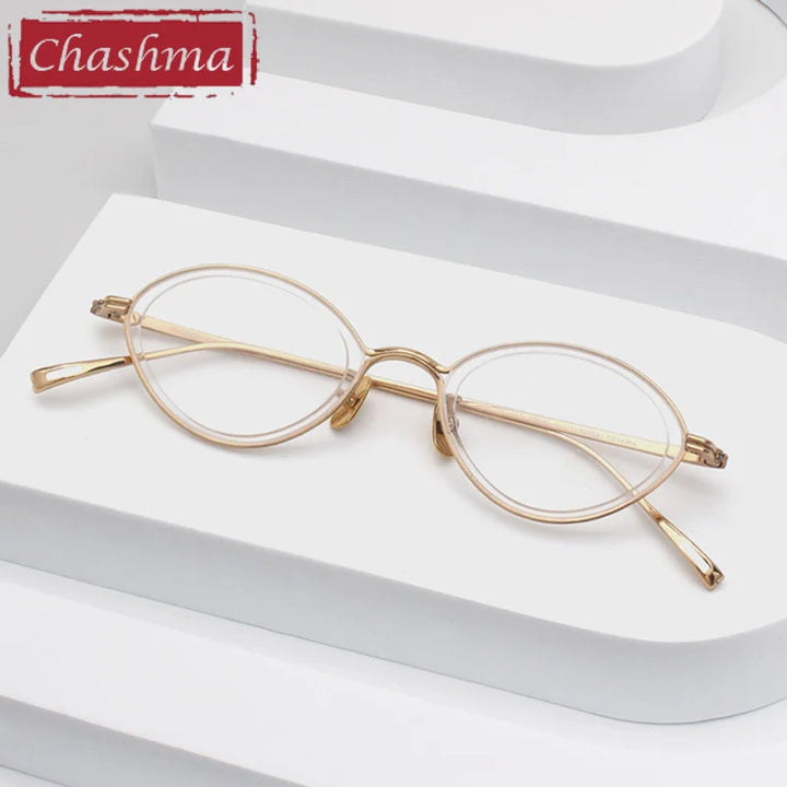 Chashma Ottica Unisex Small Oval Titanium Tr 90 Eyeglasses 0020 Full Rim Chashma Ottica Transparent  