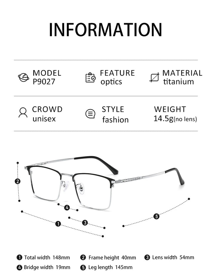 Vicky Men's Full Rim Square Titanium Reading Glasses 90271