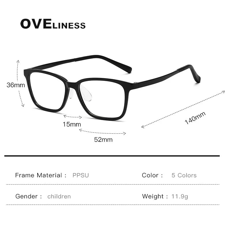 Oveliness Unisex Youth's Full Rim Square Tr 90 Titanium Eyeglasses O5730 Full Rim Oveliness   